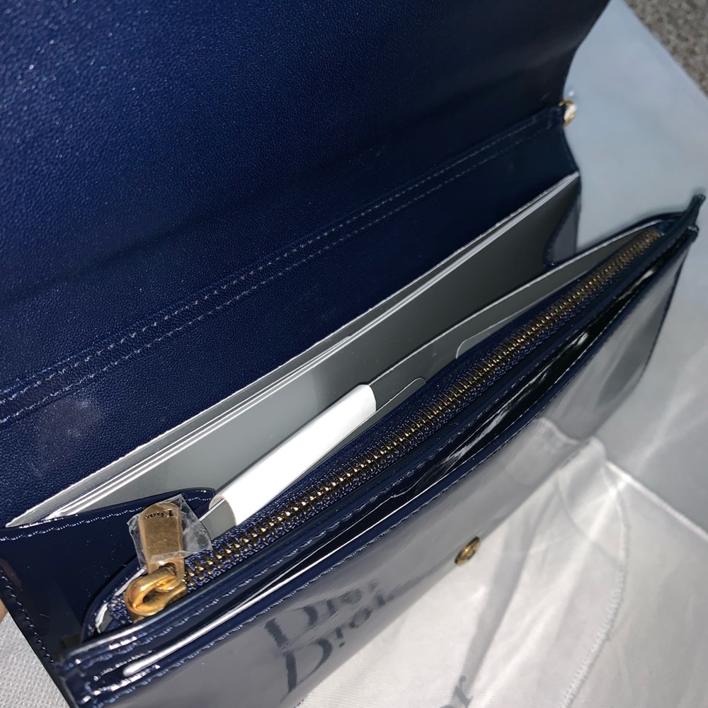 DIOR Diorama Croisiere Wallet On Chain Navy Gold - Picture 7 of 8